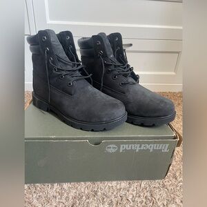 Timberland Black Nubuck Leather Boots with Waterproof Construction